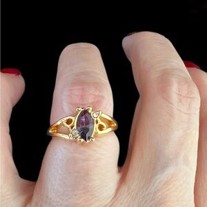Gold plated ring size 6, amethyst CZ
